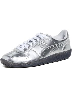 Puma Palermo Metallic Silver Low-Profile Sneaker